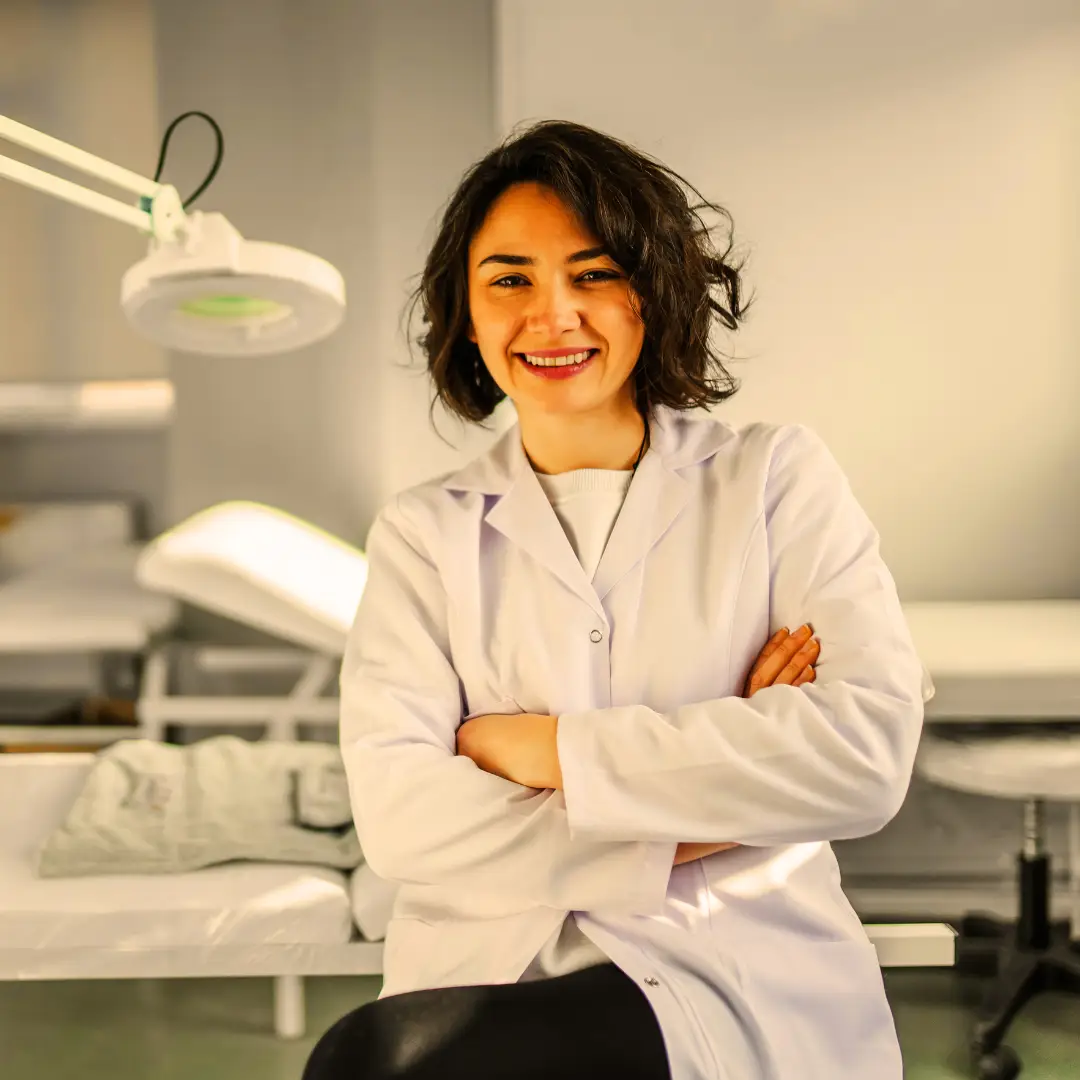 Female doctor looking relaxed with soft background