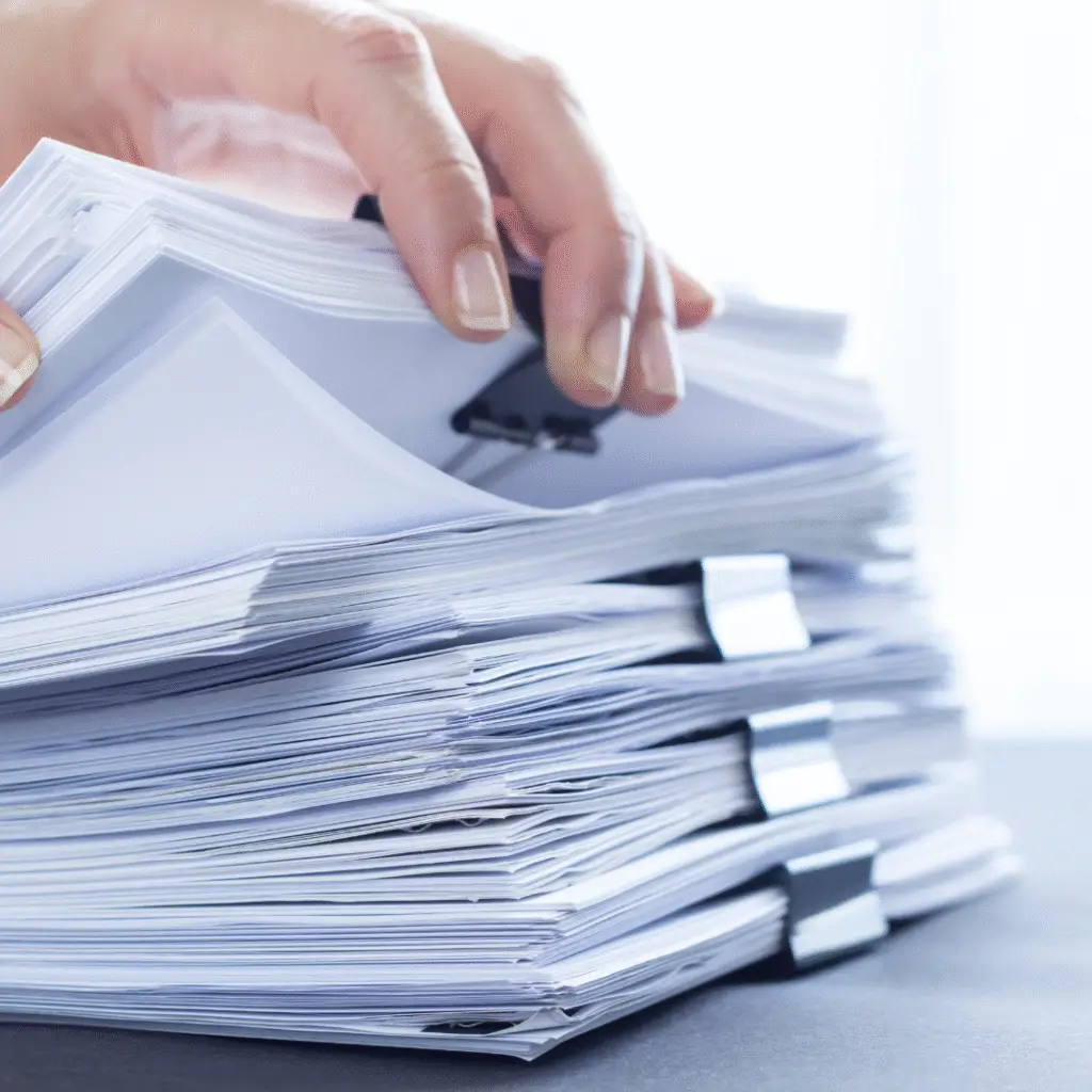 Pile of papers and report