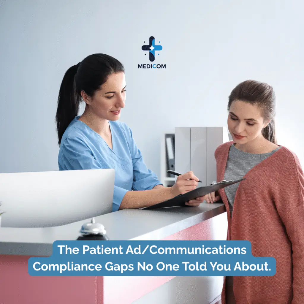 Medical reception image with nurse or doctor explaining to patient a form