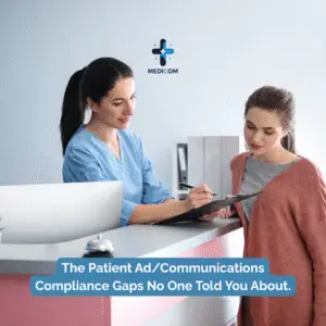 Medical reception image with nurse or doctor explaining to patient a form