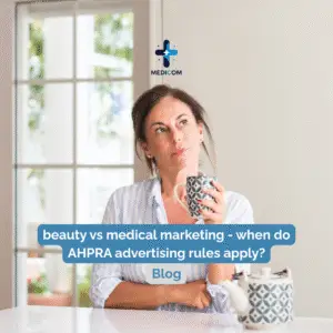Woman thinking hard about a question with text overlay asking about when does medicla and beauty advertising collide